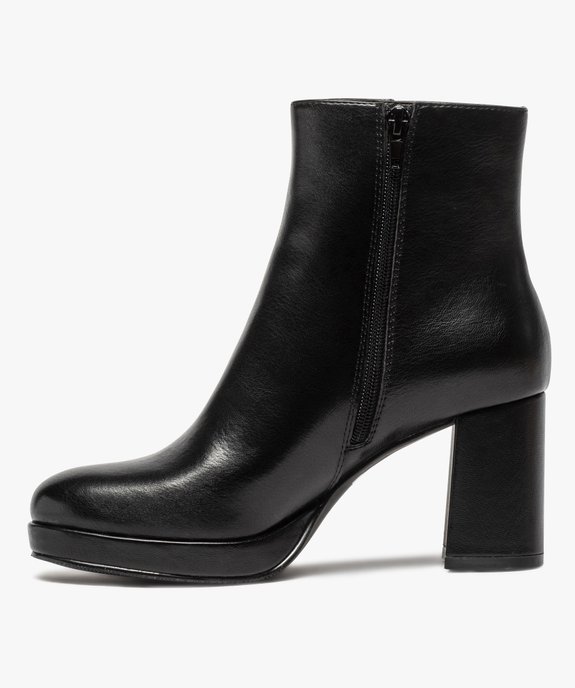 Boots femme unies à talon carré et semelle plateforme vue3 - GEMO(URBAIN) - GEMO