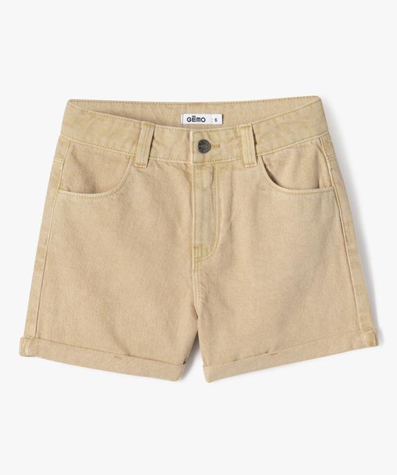 Short en jean large à revers au coloris unique fille vue1 - GEMO (ENFANT) - GEMO