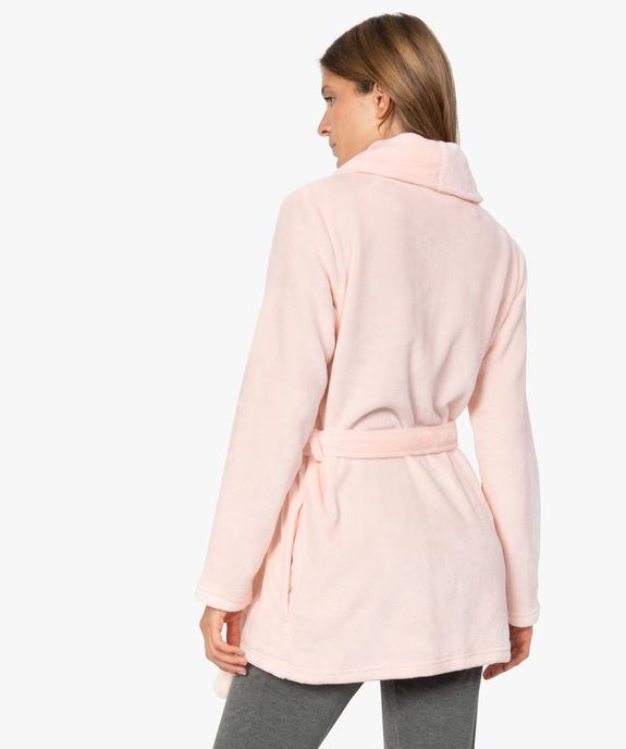 Peignoir femme en matière duveteuse avec ceinture vue3 - GEMO(HOMWR FEM) - GEMO