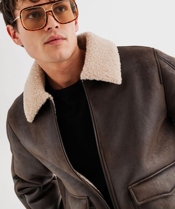 Blouson aviateur à col en fourrure imitation homme vue2 - GEMO (HOMME) - GEMO