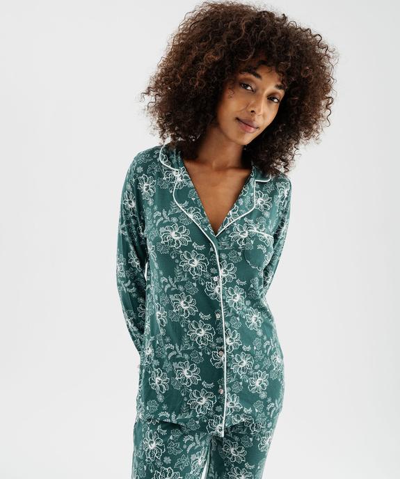 Pyjama deux pièces en viscose femme : chemise et pantalon vue2 - GEMO 4G FEMME - GEMO