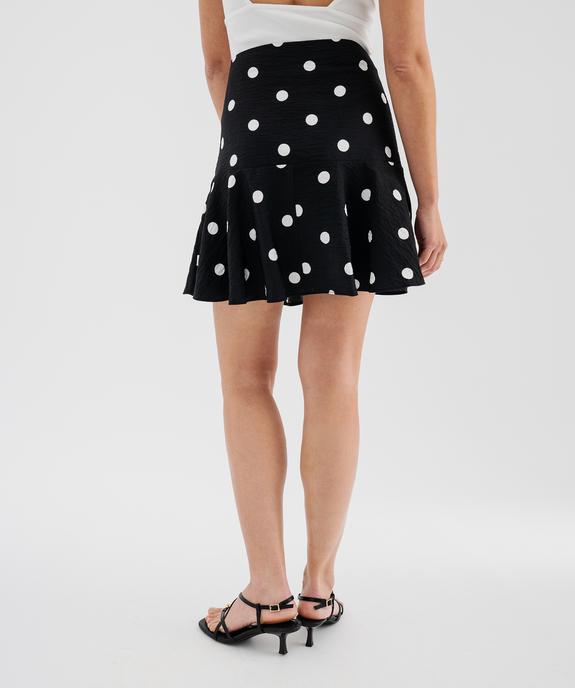 Jupe en viscose froissée à pois et volant femme vue3 - GEMO(FEMME PAP) - GEMO