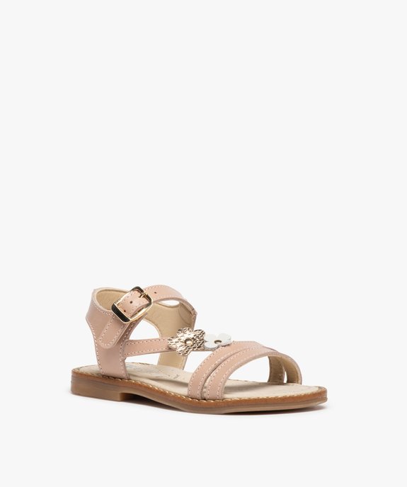 Nu-pieds fille à brides ornées de fleurs en cuir – NA! vue2 - NA! - GEMO