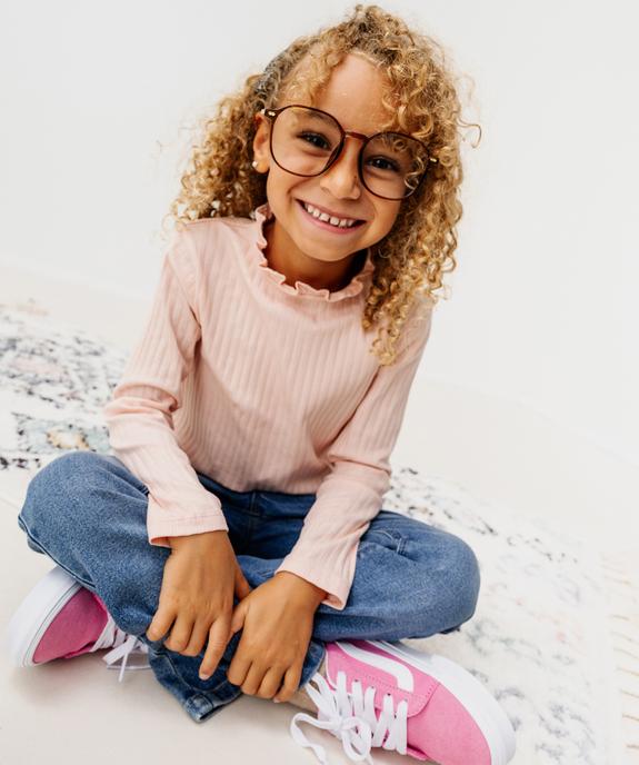 Tee-shirt manches longues avec col rond froncé fille vue6 - GEMO 4G FILLE - GEMO