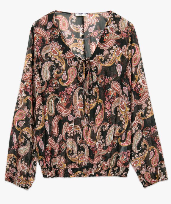 Blouse femme en voile imprimé avec finitions élastiques vue4 - GEMO(FEMME PAP) - GEMO