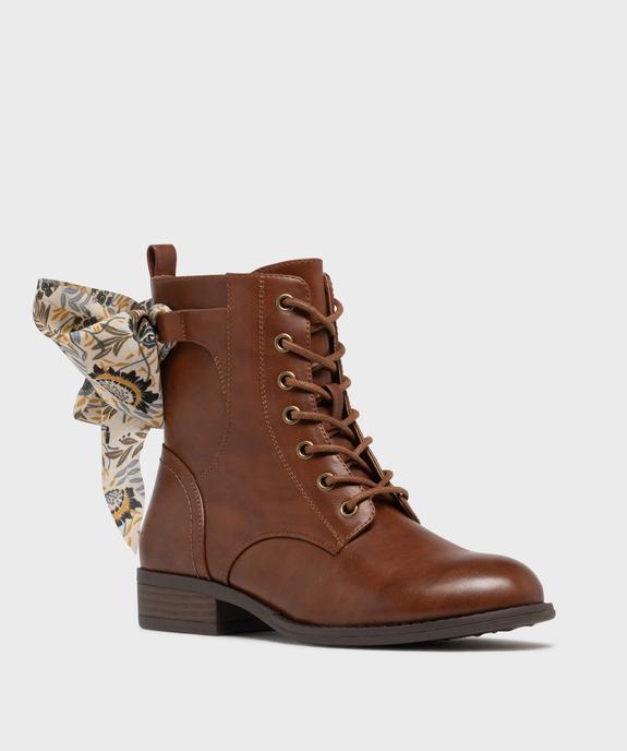 Boots à lacets et zip avec foulard à nouer femme  vue2 - EMILIA ROSA G4G - GEMO