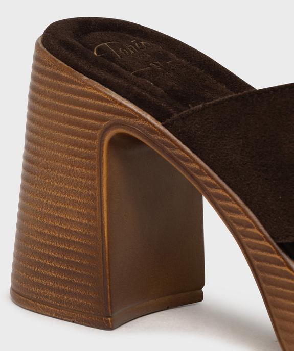 Mules à talon et semelle plateforme dessus cuir femme - Tanéo vue6 - TANEO - GEMO