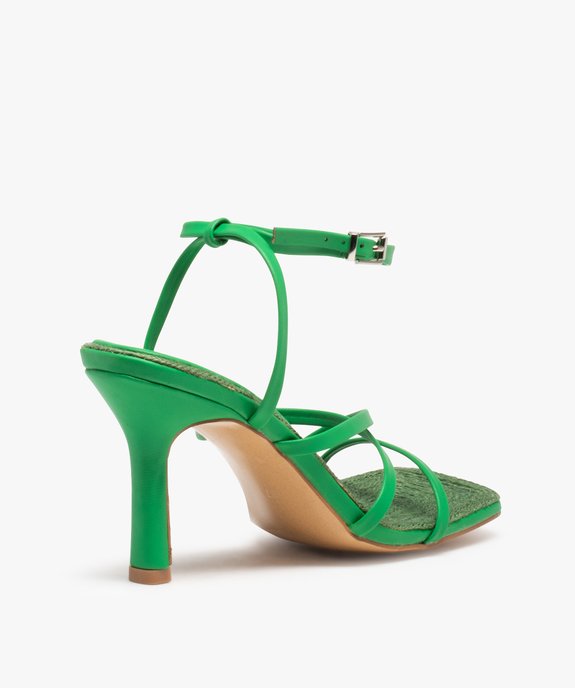 Sandales femme à talon et fines brides croisées unies vue4 - SANS MARQUE - GEMO