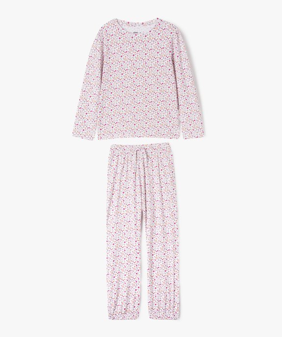 Pyjama en coton à motifs fleuris fille vue1 - GEMO (ENFANT) - GEMO
