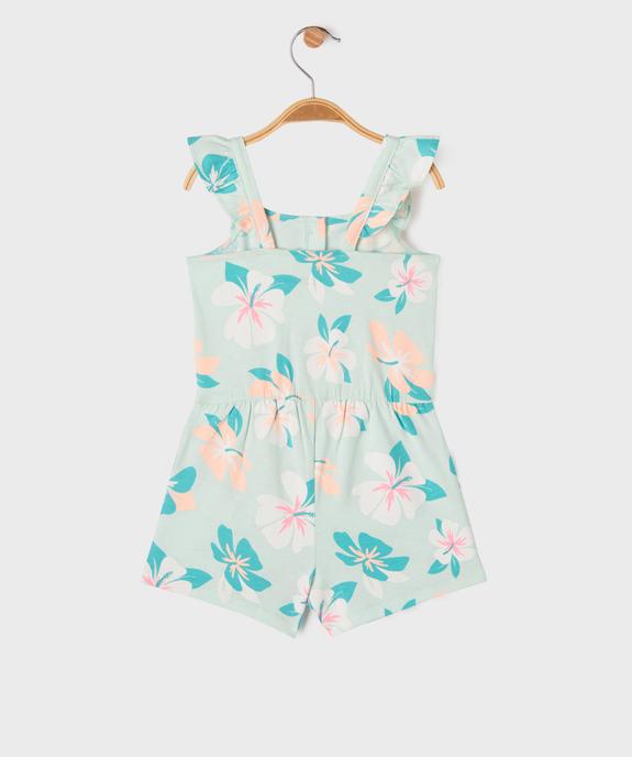 Combishort en coton avec bretelles à volants bébé fille  vue4 - GEMO 4G BEBE - GEMO