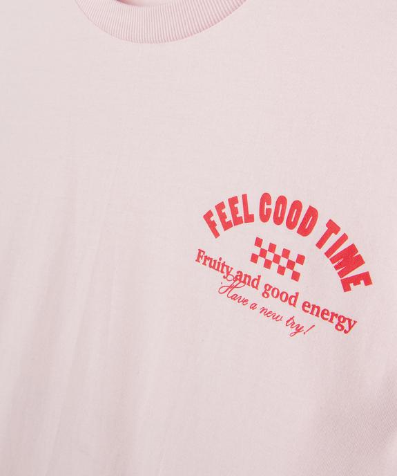 Tee-shirt manches courtes imprimé devant et dos fille vue2 - GEMO 4G FILLE - GEMO
