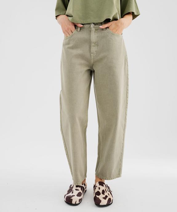 Jean barrel coloré taille haute femme vue2 - GEMO(FEMME PAP) - GEMO
