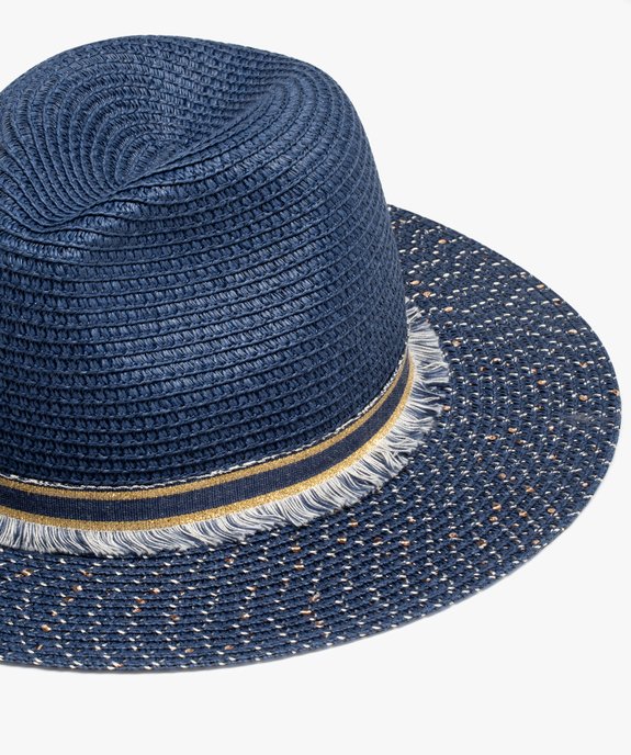 Chapeau en paille de papier avec touches pailletées femme vue2 - GEMO (ACCESS) - GEMO