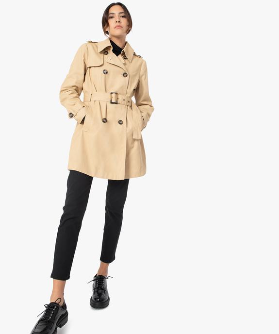 Trench court femme avec ceinture vue5 - GEMO(FEMME PAP) - GEMO