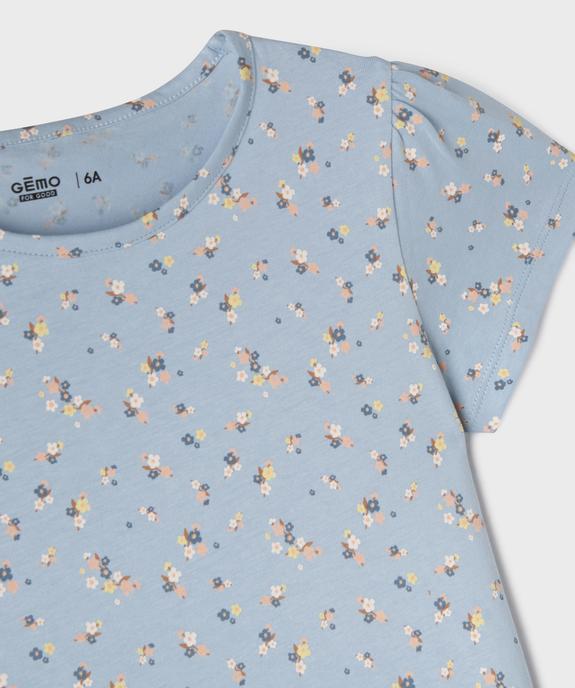 Pyjashort en jersey de coton à motifs fleuris fille vue2 - GEMO 4G FILLE - GEMO