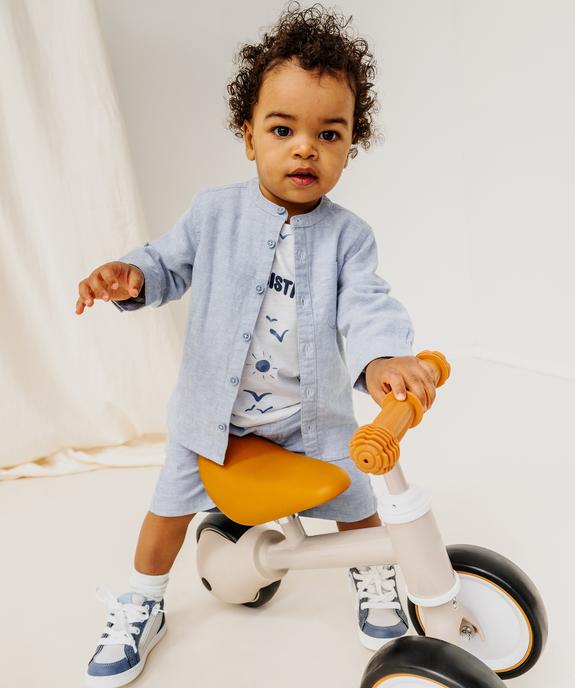 Chemise manches longues à col mao en lin et coton bébé garçon vue4 - GEMO 4G BEBE - GEMO