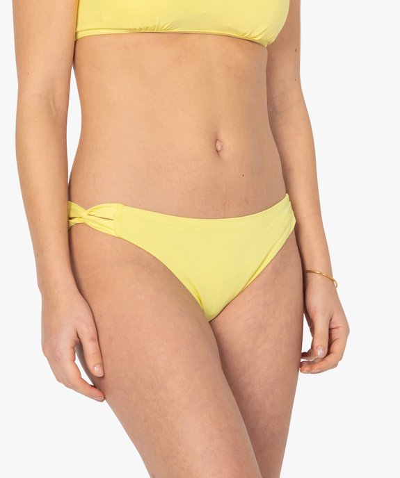 Bas de maillot de bain femme uni avec liens croisés vue1 - GEMO (PLAGE) - GEMO