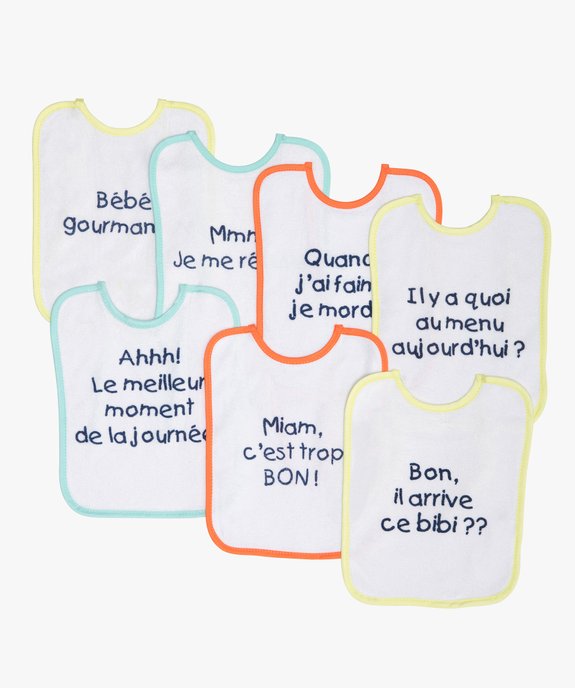 Bavoir bébé en éponge à message (lot de 7) vue1 - BABY CALIN - GEMO
