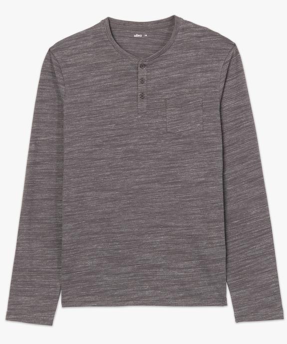 Tee-shirt à manches longues et col tunisien homme vue4 - GEMO 4G HOMME - GEMO
