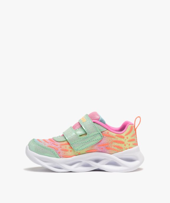 Baskets fille pailletées à semelle lumineuse et à scratch papillon - Skechers vue3 - SKECHERS - GEMO