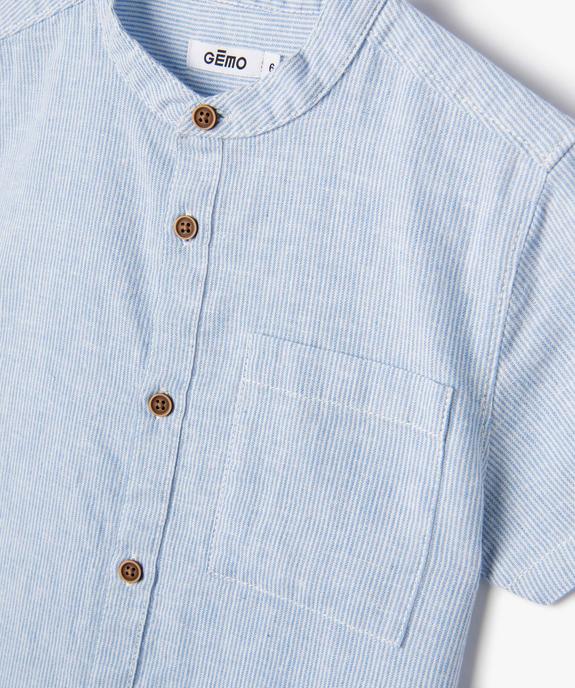 Chemise garçon rayée à manches courtes et col mao vue4 - GEMO (ENFANT) - GEMO