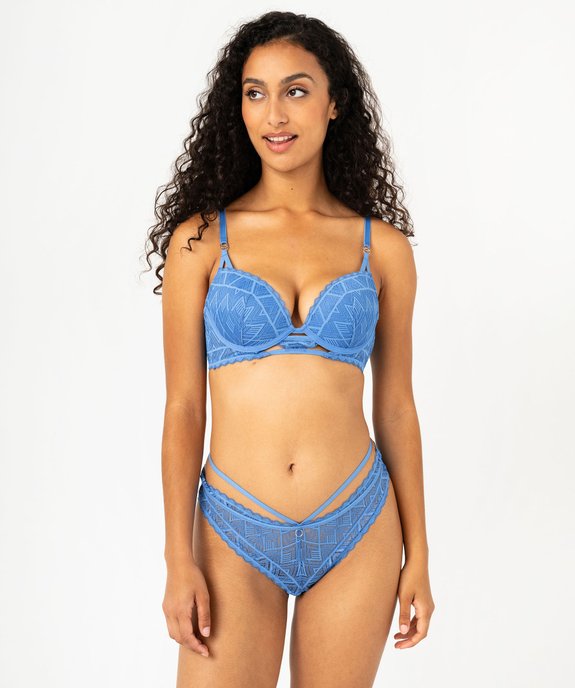 Shorty en dentelle graphique à brides élastiques femme vue3 - GEMO(HOMWR FEM) - GEMO