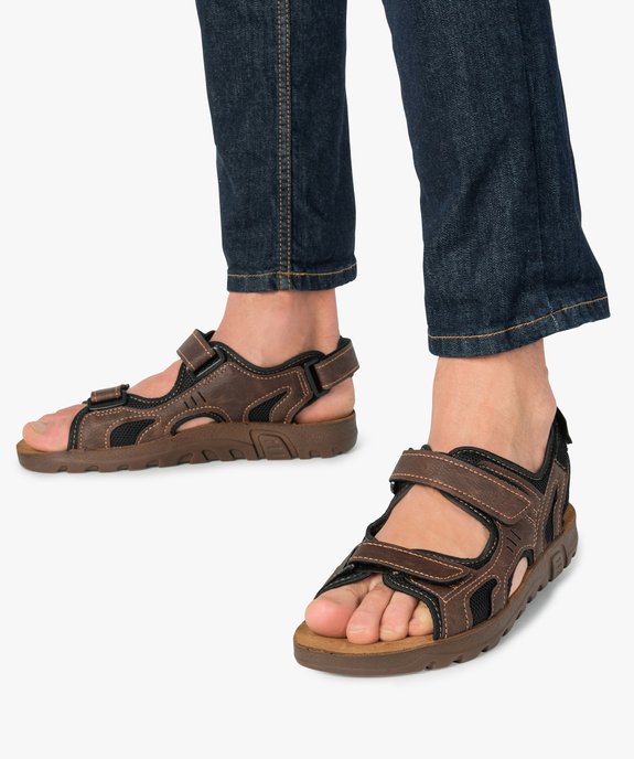 Sandales homme fermeture trois brides à scratch vue1 - GEMO (CASUAL) - GEMO