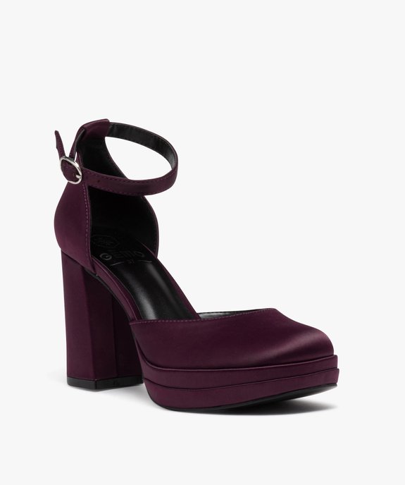 Escarpins femme à talon haut plateforme en satin  vue2 - FOLLOW ME - GEMO