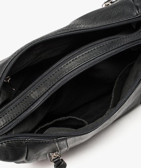 Sac femme forme besace multipoche avec zips décoratifs vue3 - GEMO (ACCESS) - GEMO