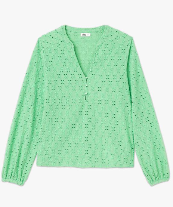 Tee-shirt manches longues en maille ajourée femme vue4 - GEMO 4G FEMME - GEMO