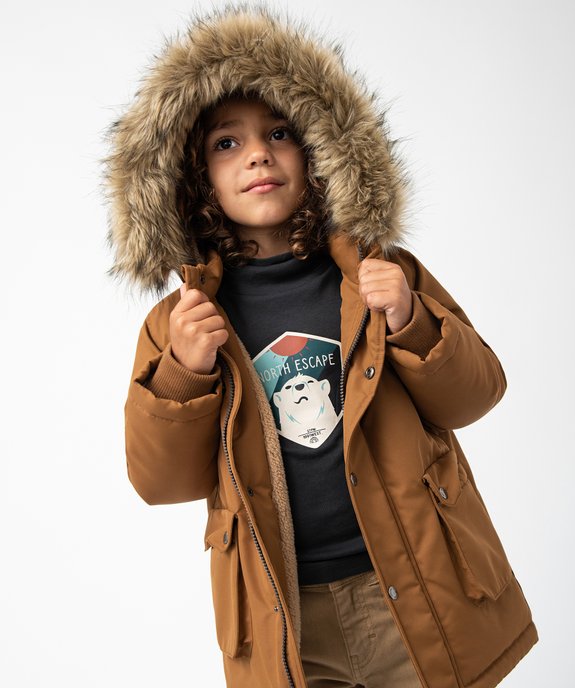 Parka déperlante avec doublure chaude et capuche garçon vue1 - GEMO 4G GARCON - GEMO