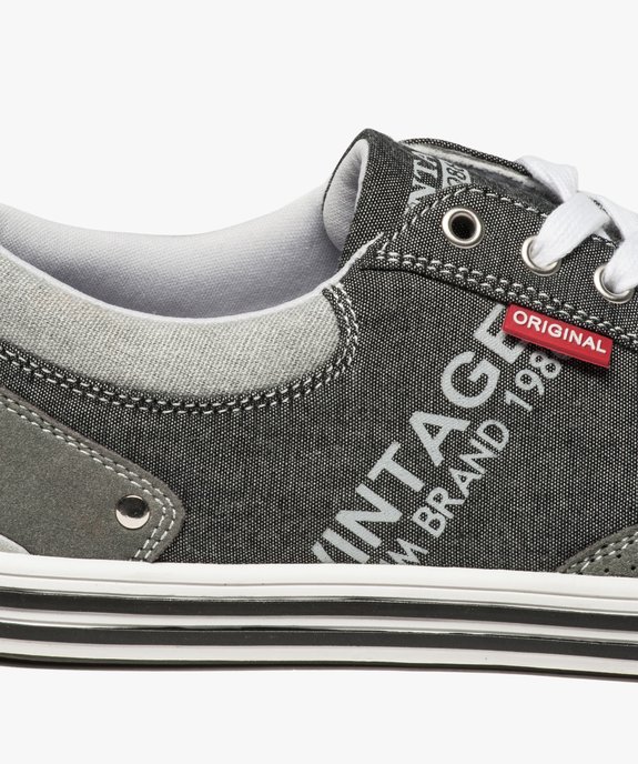 Baskets homme en toile avec surpiqûres contrastantes vue6 - GEMO (CASUAL) - GEMO