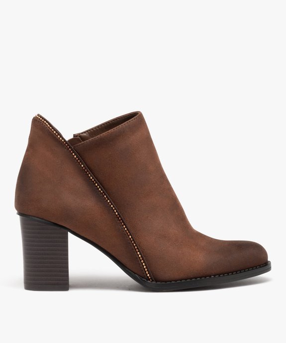 Boots femme à talon carré en suédine avec perles  vue2 - GEMO(URBAIN) - GEMO