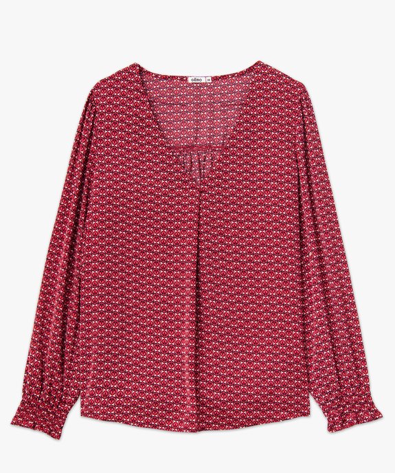 Blouse imprimée à manches longues avec col V femme vue4 - GEMO 4G FEMME - GEMO