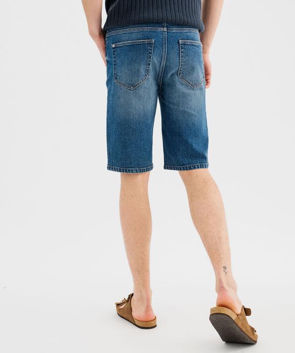 Bermuda en jean extensible et délavé coupe droite homme vue3 - GEMO 4G HOMME - GEMO
