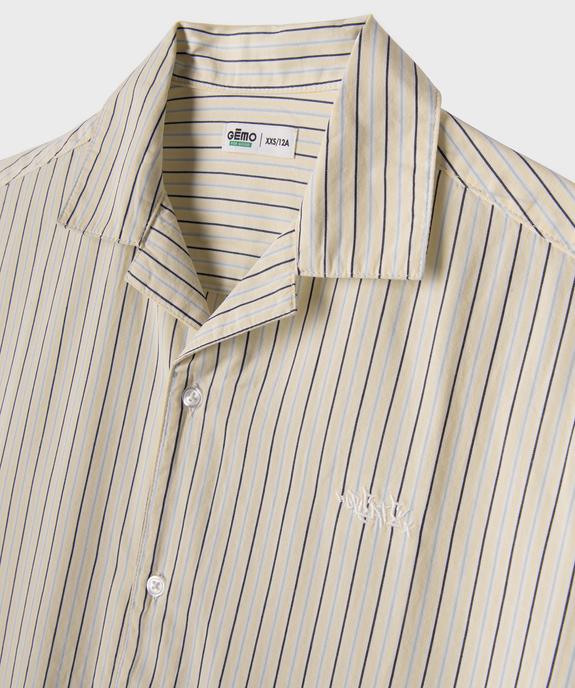 Chemise manches courtes à rayures multicolores et col cubain garçon vue2 - GEMO (JUNIOR) - GEMO