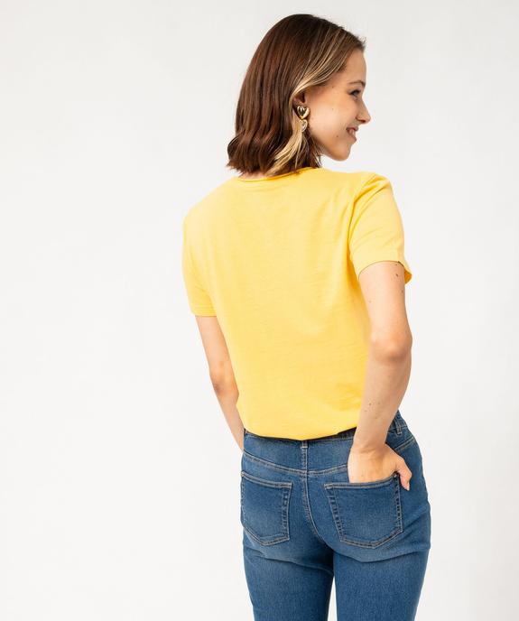 Tee-shirt à manches courtes avec col V roulotté femme vue3 - GEMO(FEMME PAP) - GEMO