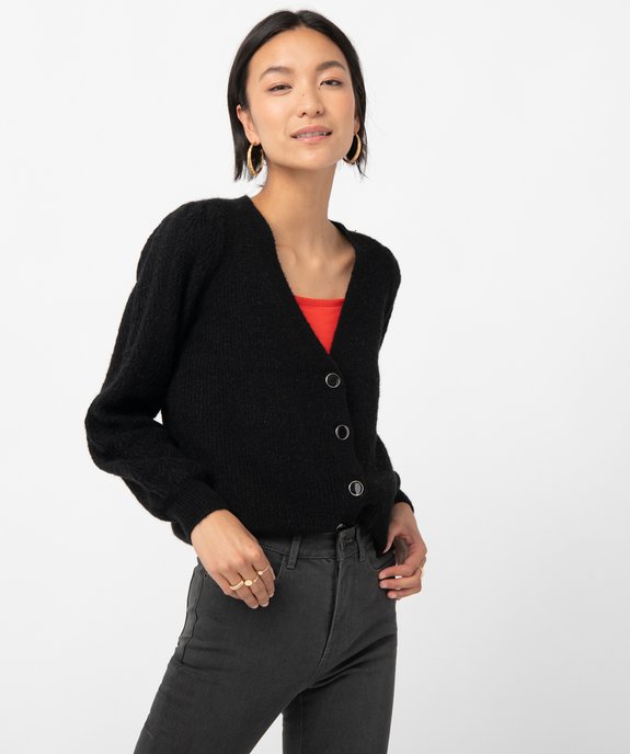 Gilet femme avec manches en maille fantaisie vue1 - GEMO 4G FEMME - GEMO