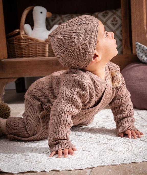 Bonnet de naissance à torsades en viscose vue1 - GEMO 4G BEBE - GEMO
