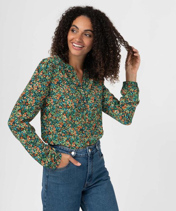 Blouse femme imprimée à manches longues retroussables vue2 - GEMO(FEMME PAP) - GEMO