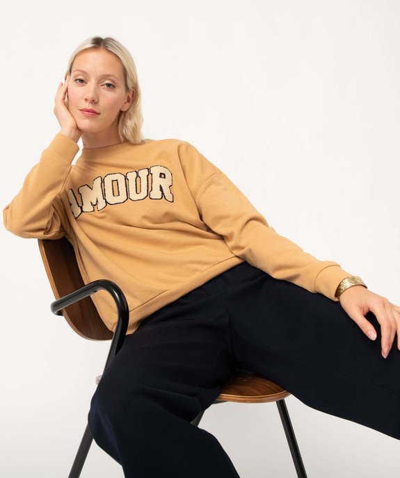 Sweat femme oversize à message brodé vue1 - GEMO(FEMME PAP) - GEMO
