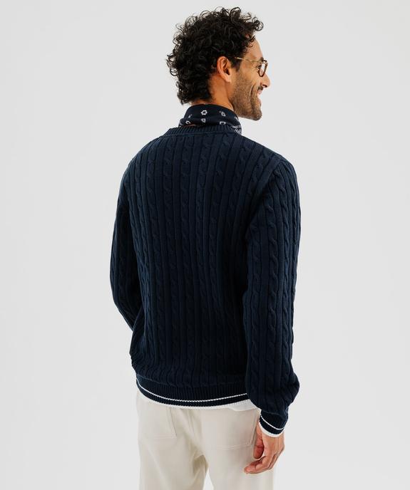 Pull col rond en coton à torsades homme vue3 - GEMO (HOMME) - GEMO