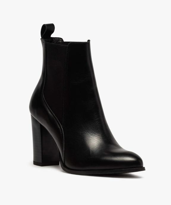 Boots femme à talon dessus style chelsea en cuir uni vue2 - GEMO(URBAIN) - GEMO