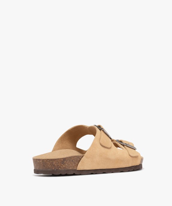 Mules plates à double brides en cuir femme vue4 - FOLLOW ME - GEMO