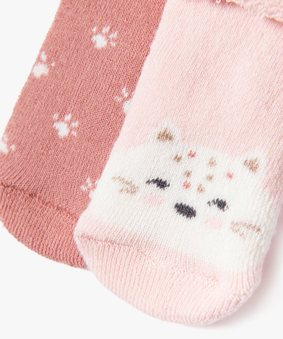 Chaussettes chaussons en maille bouclette douillette bébé (lot de 2) vue2 - GEMO 4G BEBE - GEMO