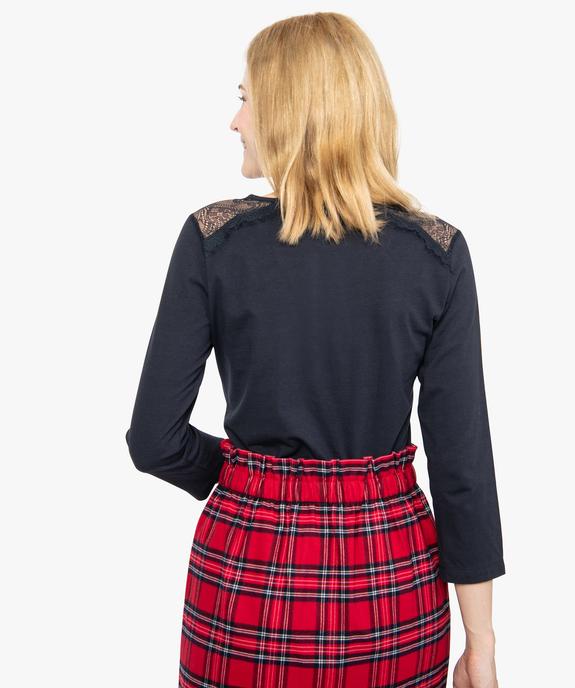 Tee-shirt femme à manches longues et dentelle vue3 - GEMO (MAILLE) - GEMO