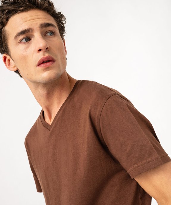 Tee-shirt à manches courtes et col V homme vue1 - GEMO 4G HOMME - GEMO