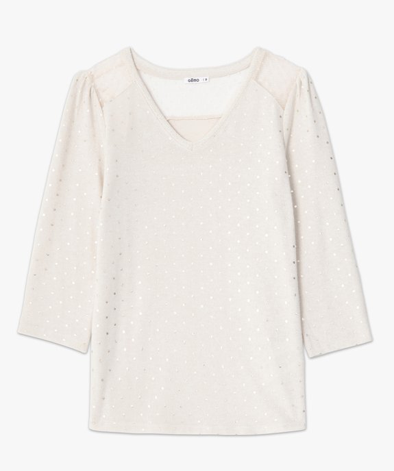Tee-shirt femme en maille avec motifs pailletés vue4 - GEMO(FEMME PAP) - GEMO