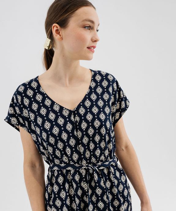 Combishort imprimé en viscose fluide femme vue2 - GEMO 4G FEMME - GEMO
