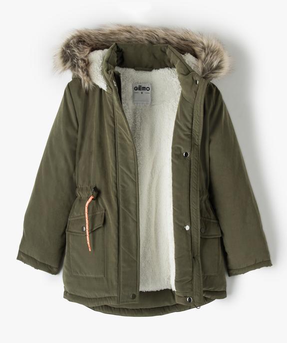 Parka fille chaude et déperlante toucher peau de pêche vue4 - GEMO 4G FILLE - GEMO